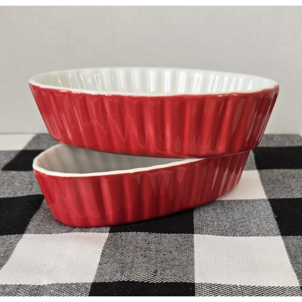 Royal Norfolk Red‎ Oval Fluted  Baking Dishes (2) Dishwasher/ Microwave Safe